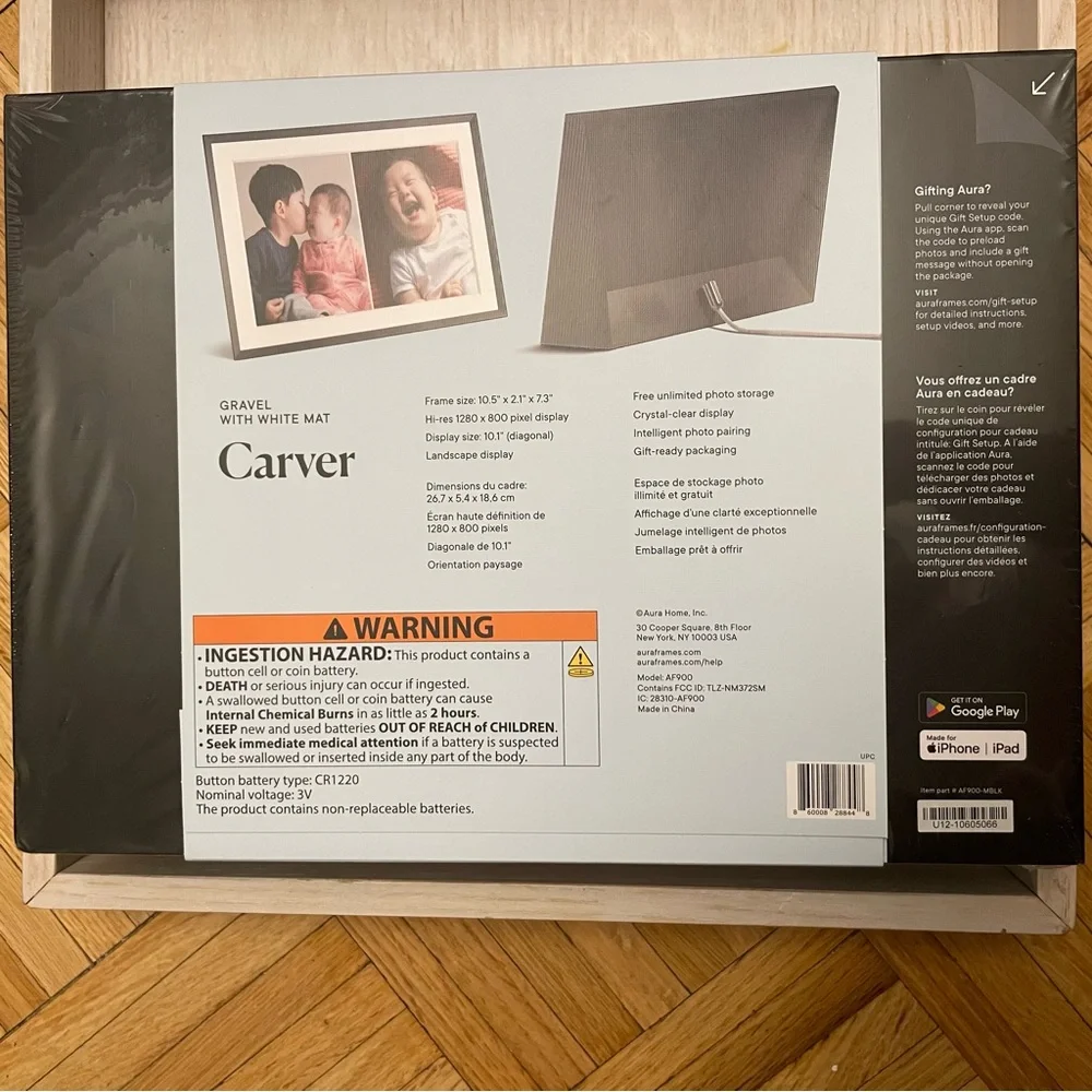 Aura Carver gravel with white mat HD photo frame